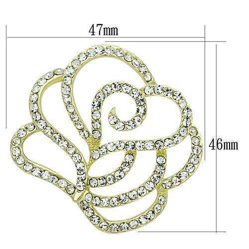 Alamode Flash Gold White Metal Brooches with Top Grade Crystal in Clear - Alamode - Flyclothing LLC