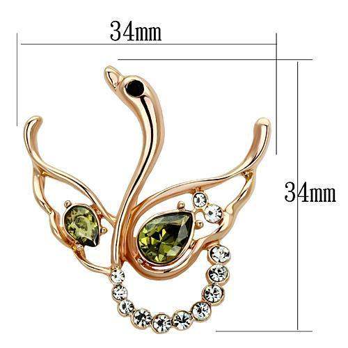 Alamode Flash Gold White Metal Brooches with Top Grade Crystal in Olivine color - Alamode - Flyclothing LLC