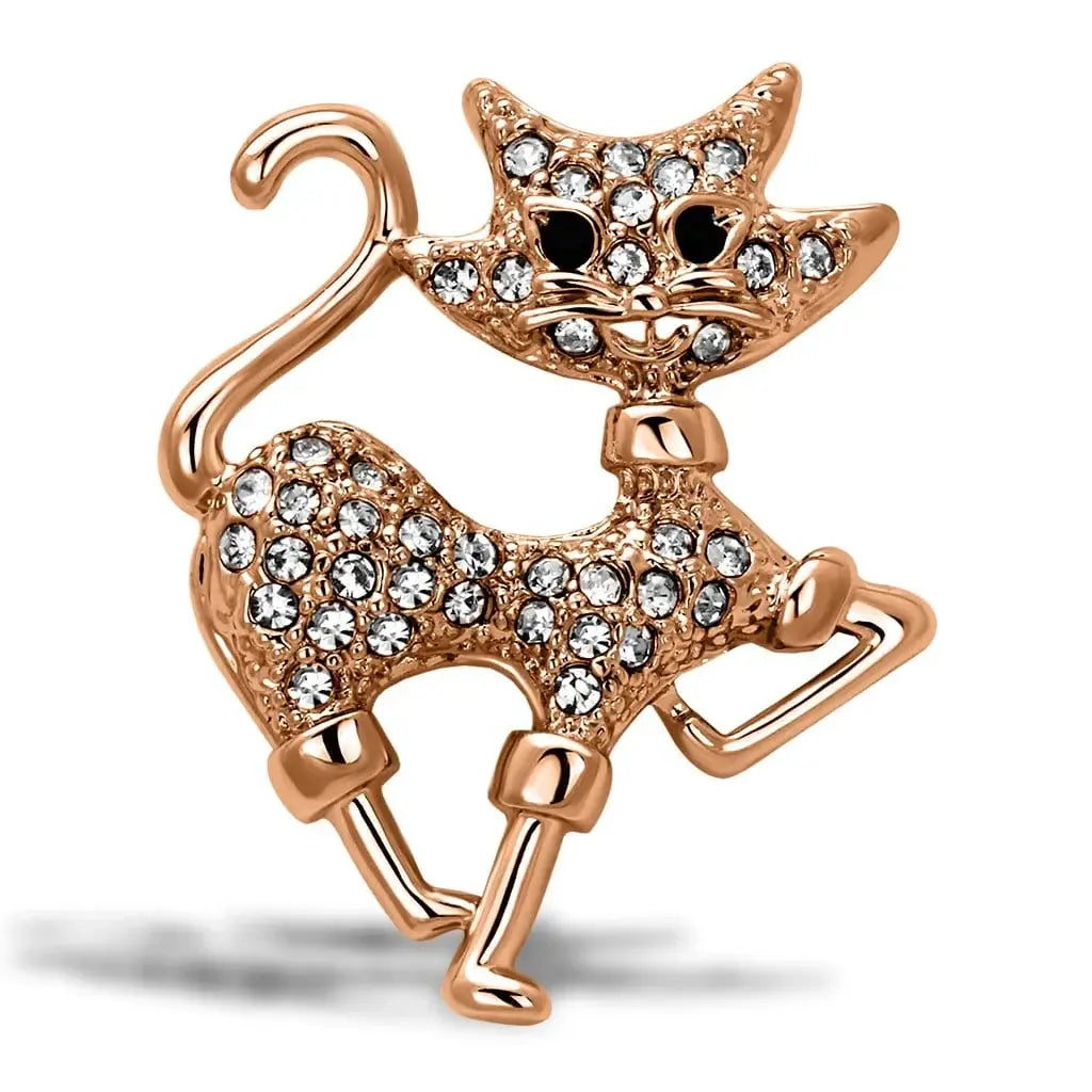 Alamode Imitation Rhodium White Metal Brooches with Top Grade Crystal in Clear - Alamode - Flyclothing LLC