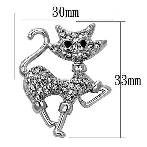 Alamode Imitation Rhodium White Metal Brooches with Top Grade Crystal in Clear - Alamode - Flyclothing LLC