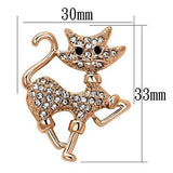 Alamode Flash Rose Gold White Metal Brooches with Top Grade Crystal in Clear - Alamode