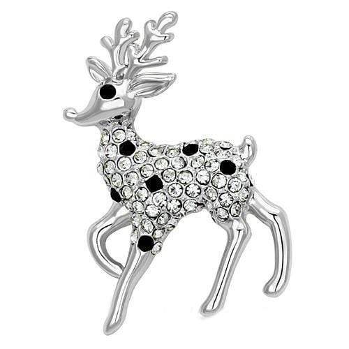 Alamode Imitation Rhodium White Metal Brooches with Top Grade Crystal in Jet - Alamode - Flyclothing LLC