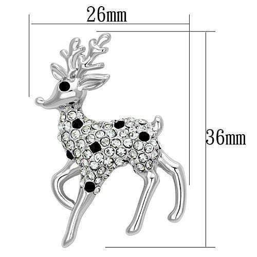 Alamode Imitation Rhodium White Metal Brooches with Top Grade Crystal in Jet - Alamode - Flyclothing LLC