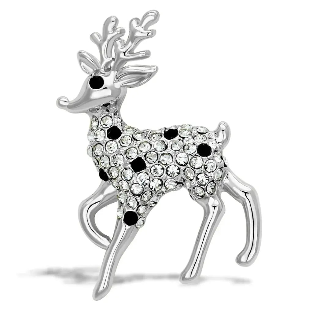 Alamode Flash Gold White Metal Brooches with Top Grade Crystal in Jet - Alamode - Flyclothing LLC