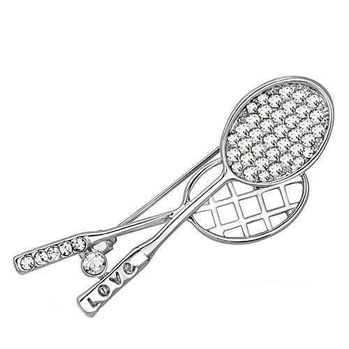 Alamode Imitation Rhodium White Metal Brooches with Top Grade Crystal in Clear - Alamode - Flyclothing LLC
