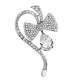 Alamode Imitation Rhodium White Metal Brooches with Synthetic Synthetic Glass in Clear - Alamode - Flyclothing LLC