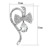 Alamode Imitation Rhodium White Metal Brooches with Synthetic Synthetic Glass in Clear - Alamode - Flyclothing LLC