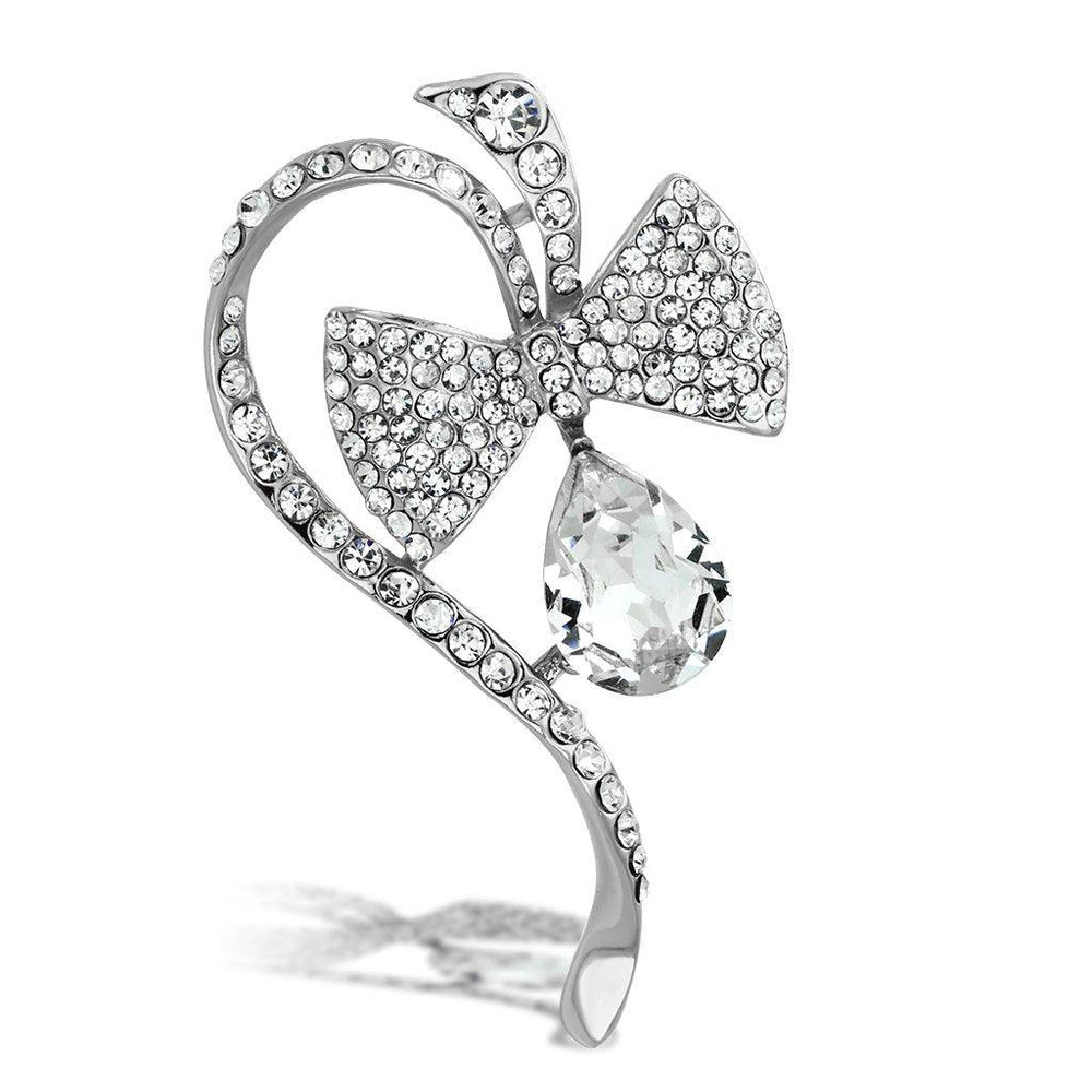 Alamode Flash Rose Gold White Metal Brooches with Synthetic Synthetic Glass in Clear - Alamode