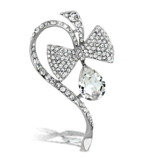 Alamode Flash Rose Gold White Metal Brooches with Synthetic Synthetic Glass in Clear - Alamode - Flyclothing LLC