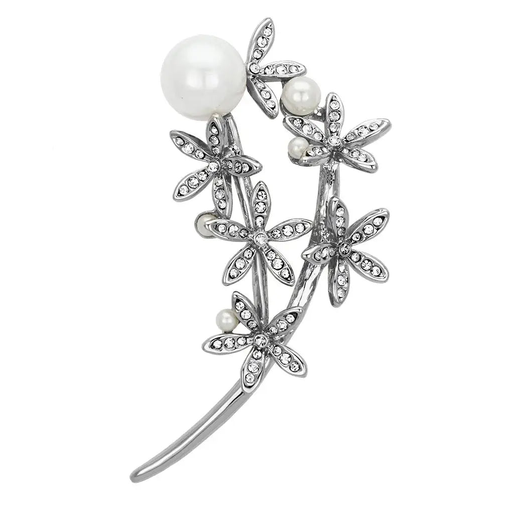 Alamode Flash Rose Gold White Metal Brooches with Synthetic Pearl in White - Alamode - Flyclothing LLC