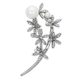 Alamode Flash Rose Gold White Metal Brooches with Synthetic Pearl in White - Alamode