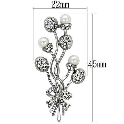 Alamode Imitation Rhodium White Metal Brooches with Synthetic Pearl in White - Alamode - Flyclothing LLC