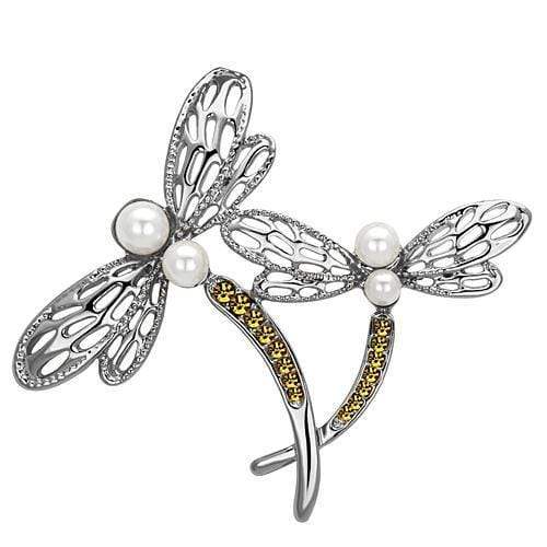 Alamode Imitation Rhodium White Metal Brooches with Synthetic Pearl in White - Alamode - Flyclothing LLC