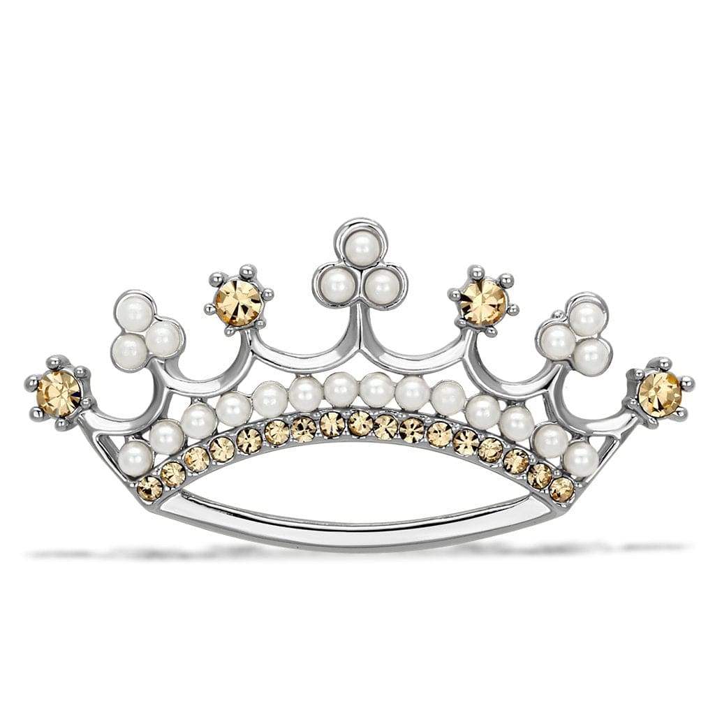 Alamode Imitation Rhodium White Metal Brooches with Synthetic Pearl in White - Alamode - Flyclothing LLC
