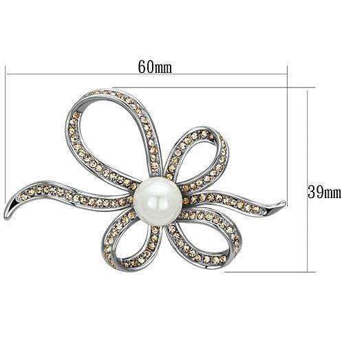 Alamode Imitation Rhodium White Metal Brooches with Synthetic Pearl in White - Alamode - Flyclothing LLC