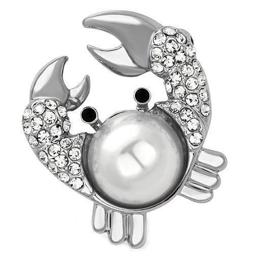 Alamode Imitation Rhodium White Metal Brooches with Synthetic Pearl in White - Alamode - Flyclothing LLC