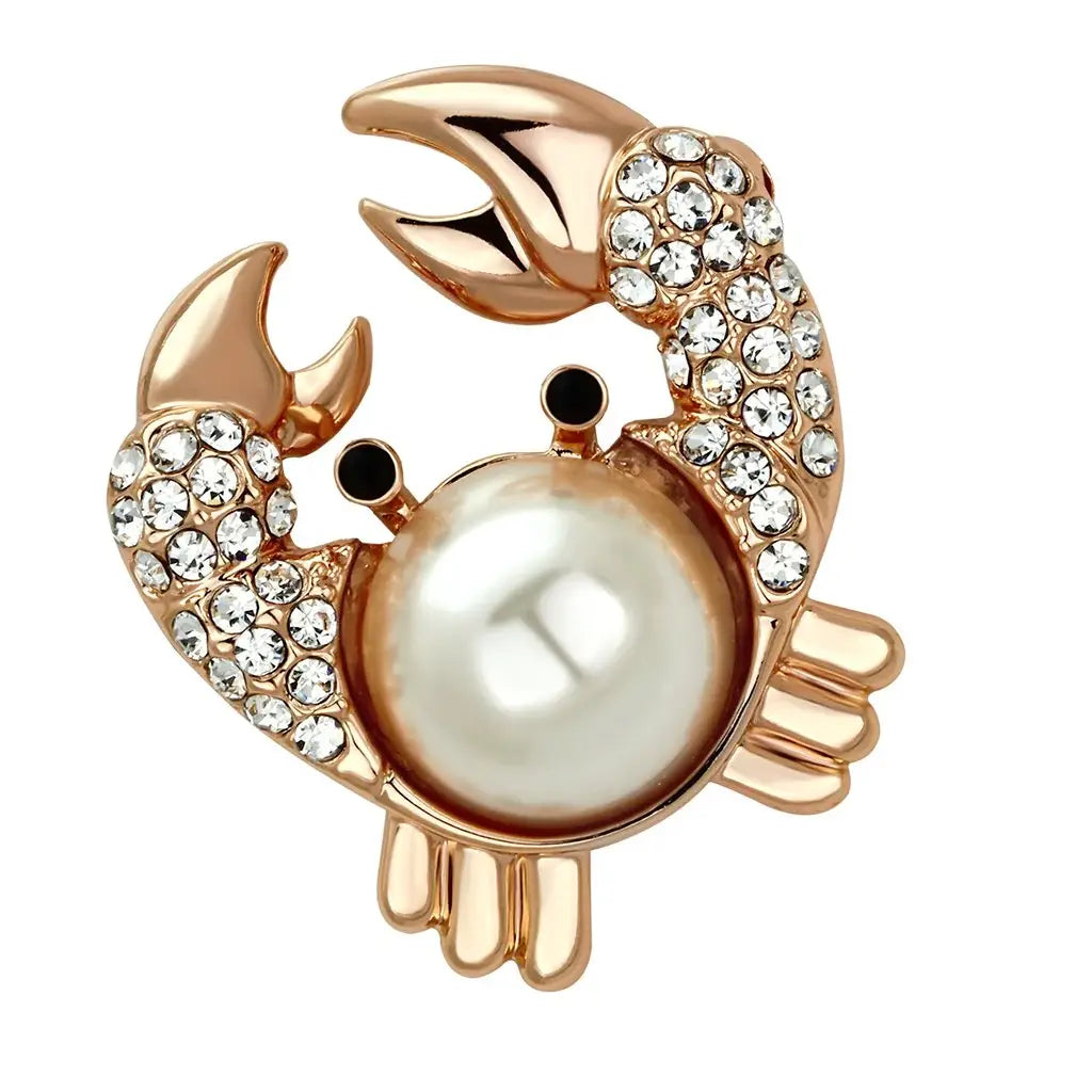 Alamode Flash Rose Gold White Metal Brooches with Synthetic Pearl in White - Alamode - Flyclothing LLC