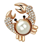 Alamode Flash Rose Gold White Metal Brooches with Synthetic Pearl in White - Alamode