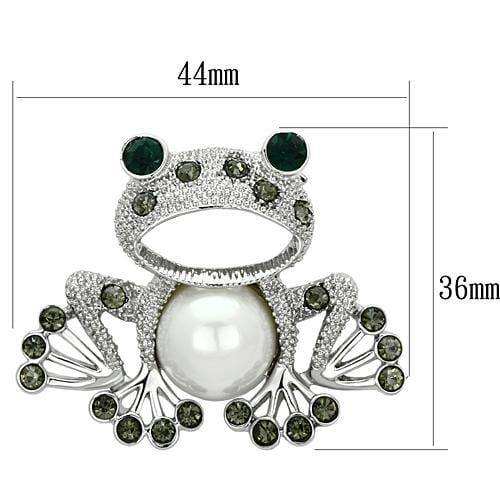 Alamode Imitation Rhodium White Metal Brooches with Synthetic Pearl in White - Alamode - Flyclothing LLC