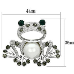 Alamode Imitation Rhodium White Metal Brooches with Synthetic Pearl in White - Alamode