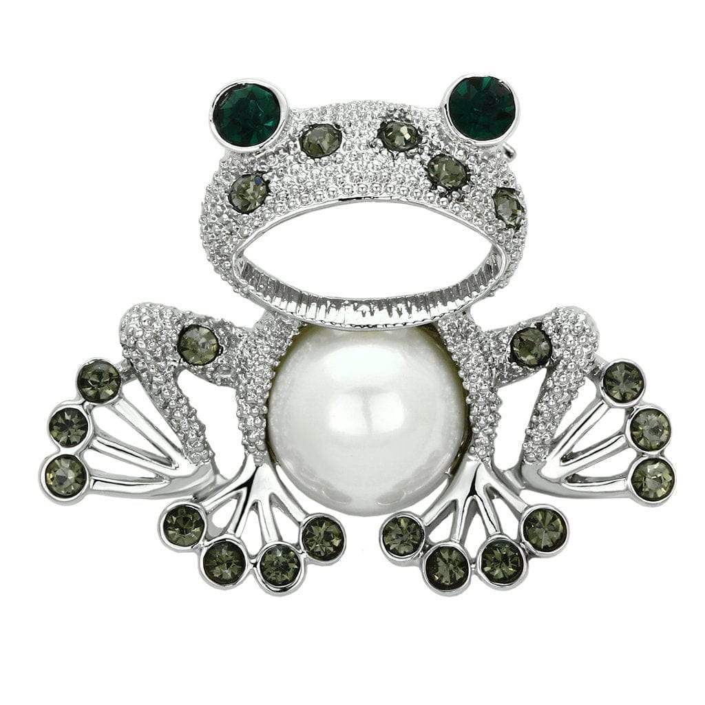 Alamode Imitation Rhodium White Metal Brooches with Synthetic Pearl in White - Alamode - Flyclothing LLC