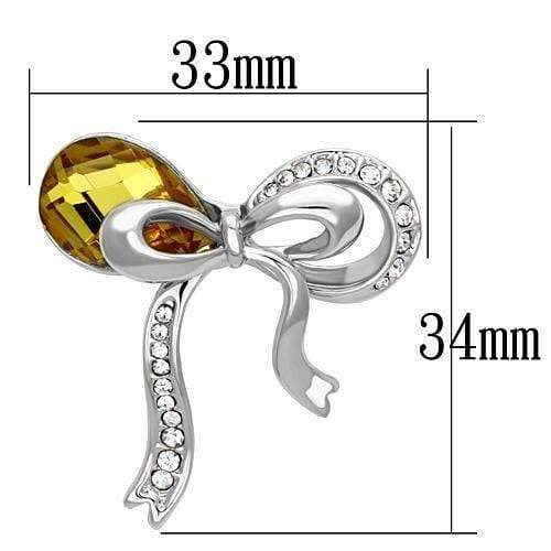 Alamode Imitation Rhodium White Metal Brooches with Synthetic Glass Bead in Topaz - Alamode - Flyclothing LLC