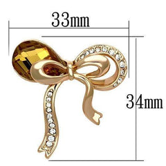 Alamode Flash Rose Gold White Metal Brooches with Synthetic Glass Bead in Topaz - Alamode