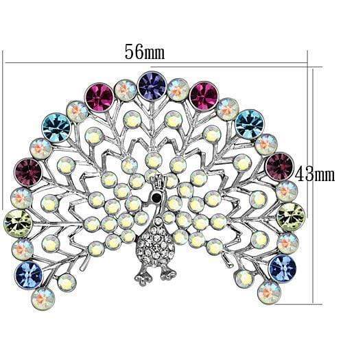 Alamode Imitation Rhodium White Metal Brooches with Top Grade Crystal in Multi Color - Alamode - Flyclothing LLC