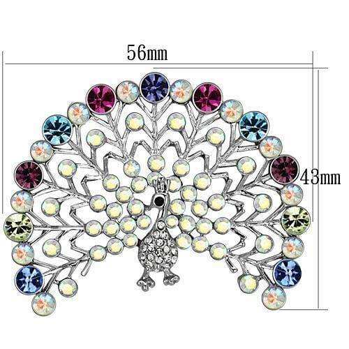 Alamode Imitation Rhodium White Metal Brooches with Top Grade Crystal in Multi Color - Alamode - Flyclothing LLC