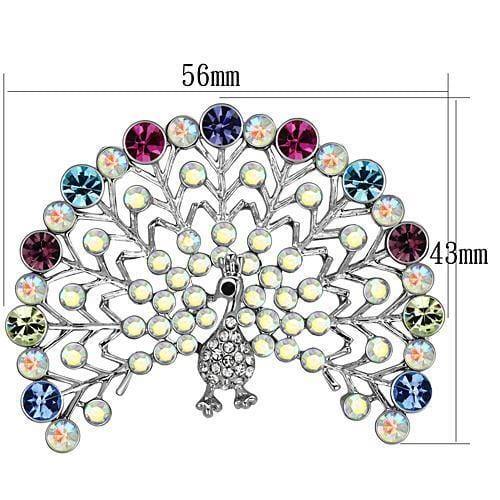 Alamode Imitation Rhodium White Metal Brooches with Top Grade Crystal in Multi Color - Alamode