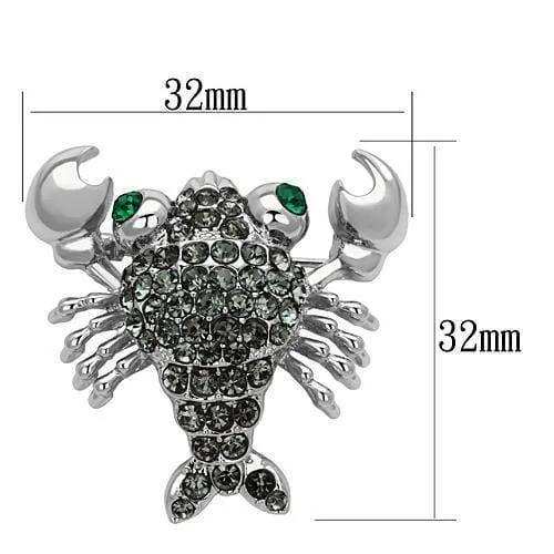Alamode Imitation Rhodium White Metal Brooches with Top Grade Crystal in Emerald - Alamode - Flyclothing LLC