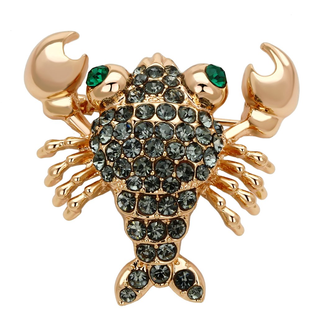 Alamode Flash Rose Gold White Metal Brooches with Top Grade Crystal in Emerald