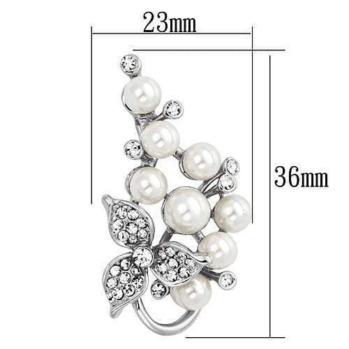 Alamode Imitation Rhodium White Metal Brooches with Synthetic Pearl in White - Alamode - Flyclothing LLC