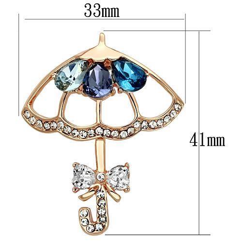 Alamode Flash Rose Gold White Metal Brooches with Synthetic Glass Bead in Multi Color - Alamode