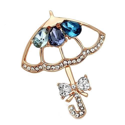 Alamode Flash Rose Gold White Metal Brooches with Synthetic Glass Bead in Multi Color