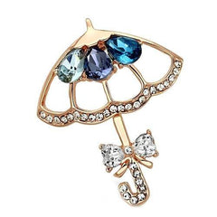 Alamode Flash Rose Gold White Metal Brooches with Synthetic Glass Bead in Multi Color