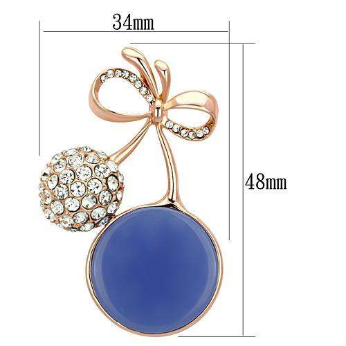 Alamode Flash Rose Gold White Metal Brooches with Synthetic Synthetic Stone in Capri Blue - Alamode - Flyclothing LLC