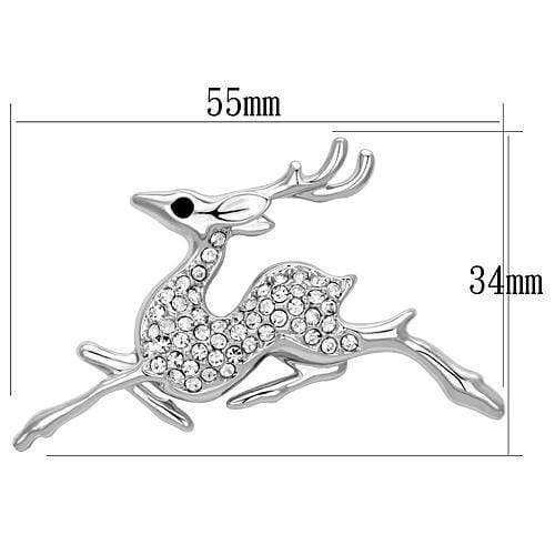 Alamode Imitation Rhodium White Metal Brooches with Top Grade Crystal in Clear - Alamode - Flyclothing LLC