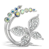 Alamode Flash Gold White Metal Brooches with Top Grade Crystal in Aurora Borealis (Rainbow Effect) - Alamode - Flyclothing LLC