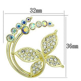 Alamode Flash Gold White Metal Brooches with Top Grade Crystal in Aurora Borealis (Rainbow Effect) - Alamode