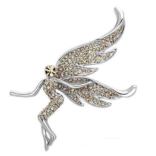 Alamode Imitation Rhodium White Metal Brooches with Top Grade Crystal in Champagne - Alamode - Flyclothing LLC