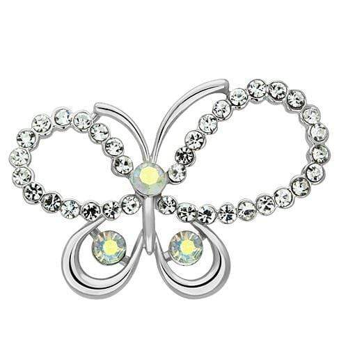 Alamode Imitation Rhodium White Metal Brooches with Top Grade Crystal in Aurora Borealis (Rainbow Effect) - Alamode - Flyclothing LLC