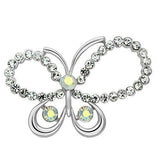 Alamode Imitation Rhodium White Metal Brooches with Top Grade Crystal in Aurora Borealis (Rainbow Effect) - Alamode
