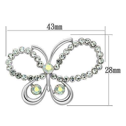 Alamode Imitation Rhodium White Metal Brooches with Top Grade Crystal in Aurora Borealis (Rainbow Effect) - Alamode - Flyclothing LLC