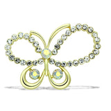 Alamode Flash Gold White Metal Brooches with Top Grade Crystal in Aurora Borealis (Rainbow Effect) - Alamode