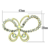 Alamode Flash Gold White Metal Brooches with Top Grade Crystal in Aurora Borealis (Rainbow Effect) - Alamode