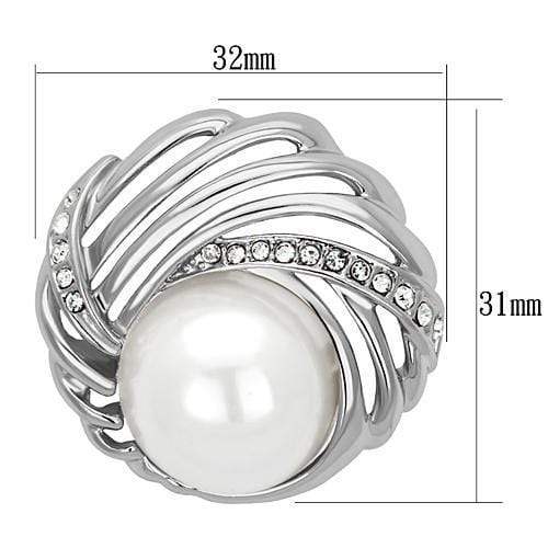 Alamode Imitation Rhodium White Metal Brooches with Synthetic Pearl in White - Alamode - Flyclothing LLC