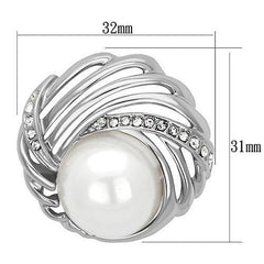 Alamode Imitation Rhodium White Metal Brooches with Synthetic Pearl in White - Alamode