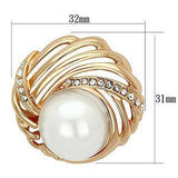 Alamode Flash Rose Gold White Metal Brooches with Synthetic Pearl in White - Alamode