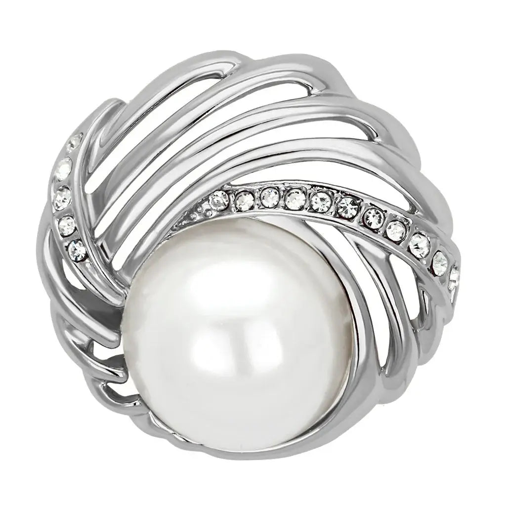Alamode Flash Rose Gold White Metal Brooches with Synthetic Pearl in White - Alamode - Flyclothing LLC
